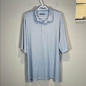 Roundtree & Yorke Blue and White Dolphin Pattern Polo Shirt